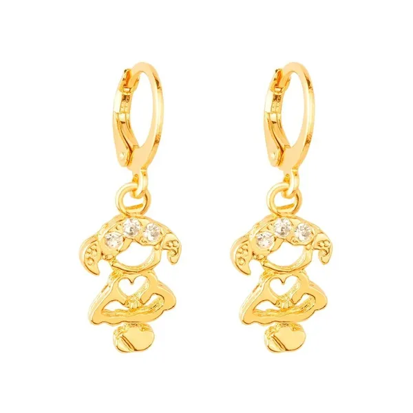 Brinco Dourado de Argolinha Filha Pedras Zircônia